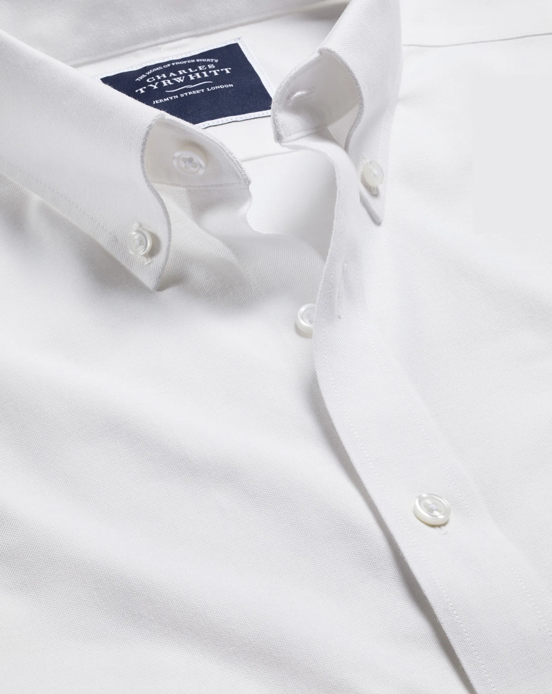 Business Casual Shirts|Casual Shirts<Charles Tyrwhitt Button-Down Collar Non-Iron Stretch Oxford Shirt - White