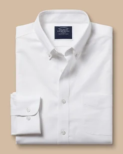 Business Casual Shirts|Casual Shirts<Charles Tyrwhitt Button-Down Collar Non-Iron Stretch Oxford Shirt - White
