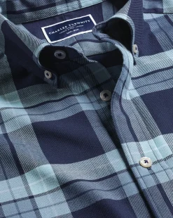 Casual Shirts|Check Shirts<Charles Tyrwhitt Button-Down Collar Non-Iron Twill Large Check Shirt - Denim Blue