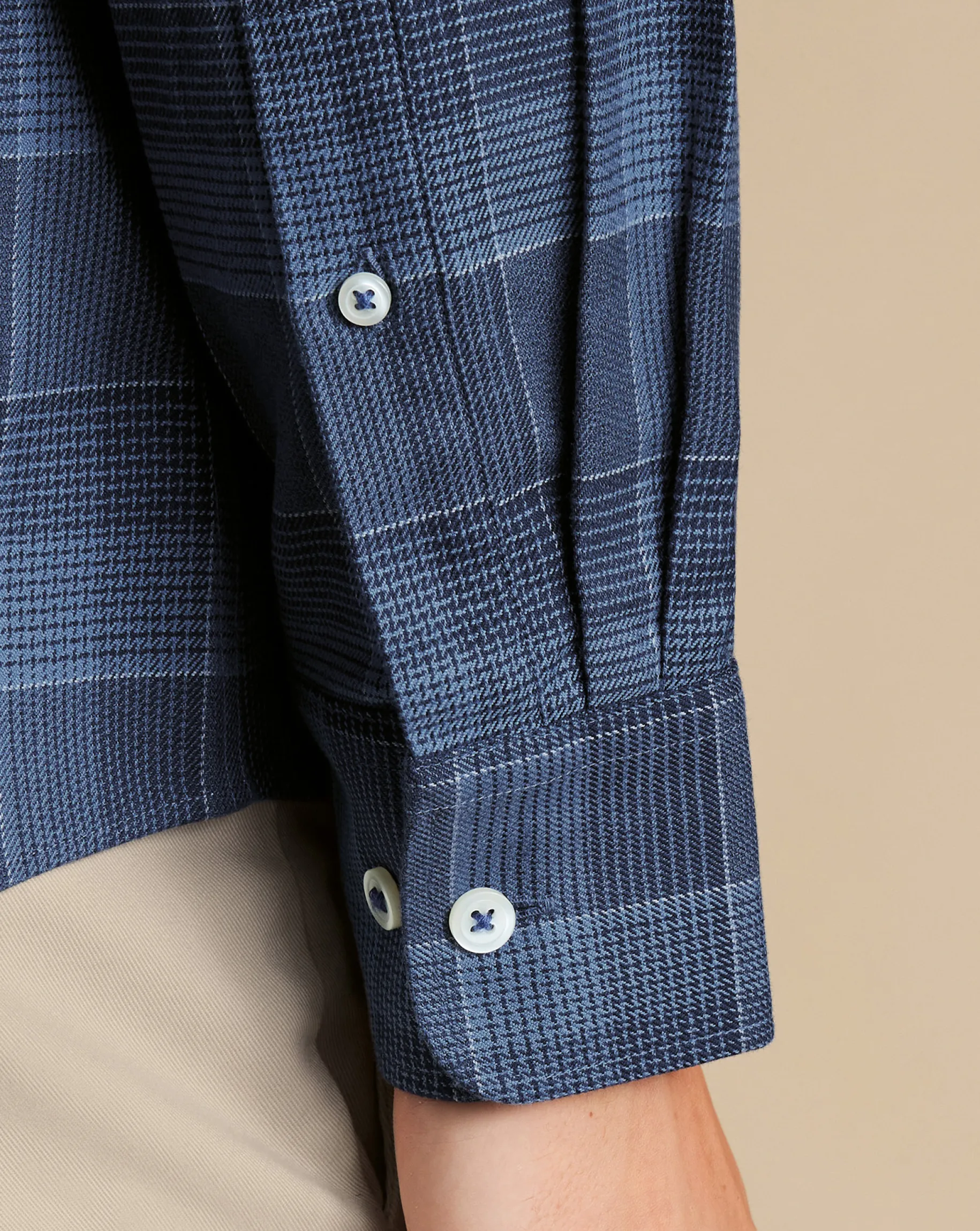 Casual Shirts|Check Shirts<Charles Tyrwhitt Button-Down Collar Non-Iron Twill Multi Check Shirt - Heather Blue