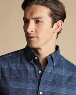 Casual Shirts|Check Shirts<Charles Tyrwhitt Button-Down Collar Non-Iron Twill Multi Check Shirt - Heather Blue