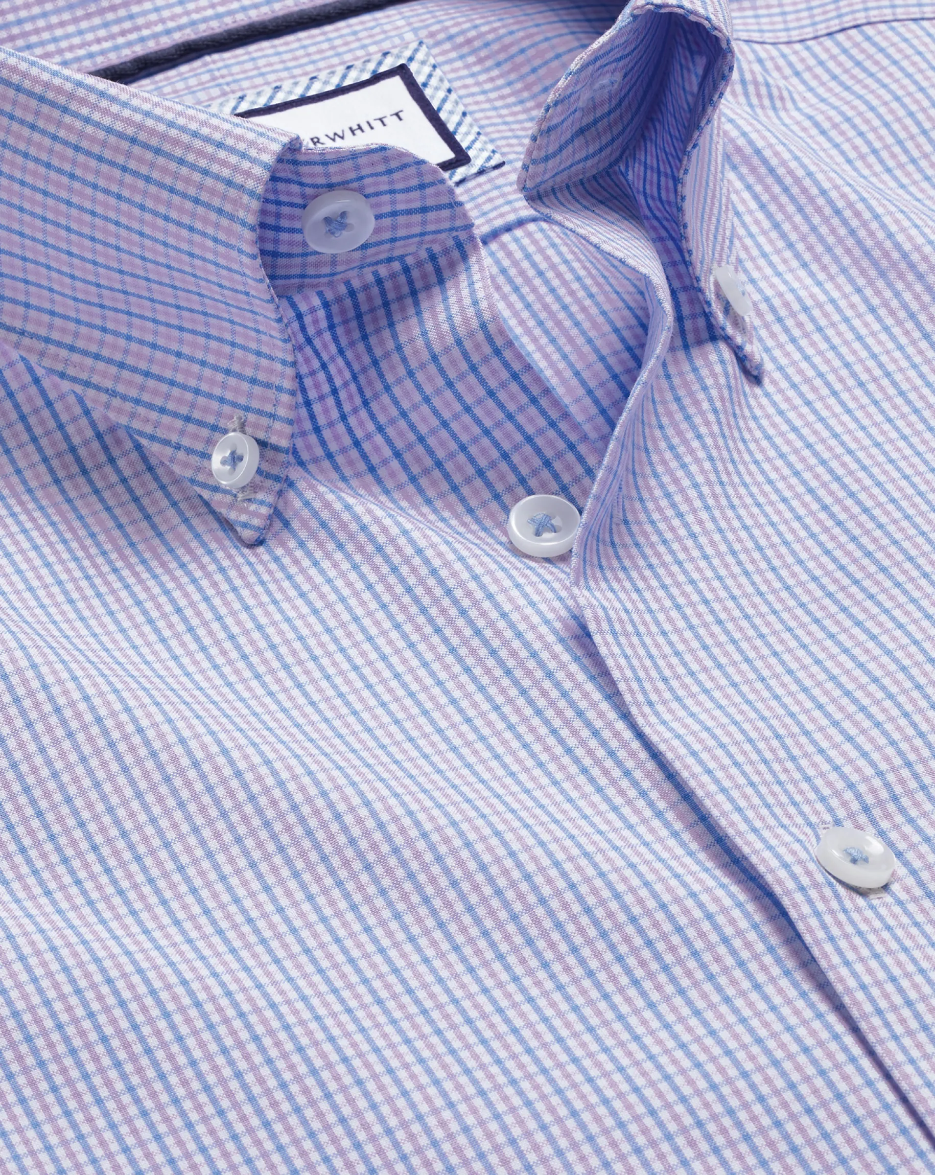 Shirt Sale|Dress Shirts<Charles Tyrwhitt Button-Down Collar Non-Iron Oxford Gingham Check Shirt - Purple Violet