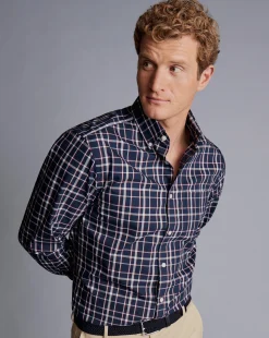 Shirt Sale|Casual Shirts<Charles Tyrwhitt Button-Down Collar Non-Iron Stretch Poplin Check Shirt - Red