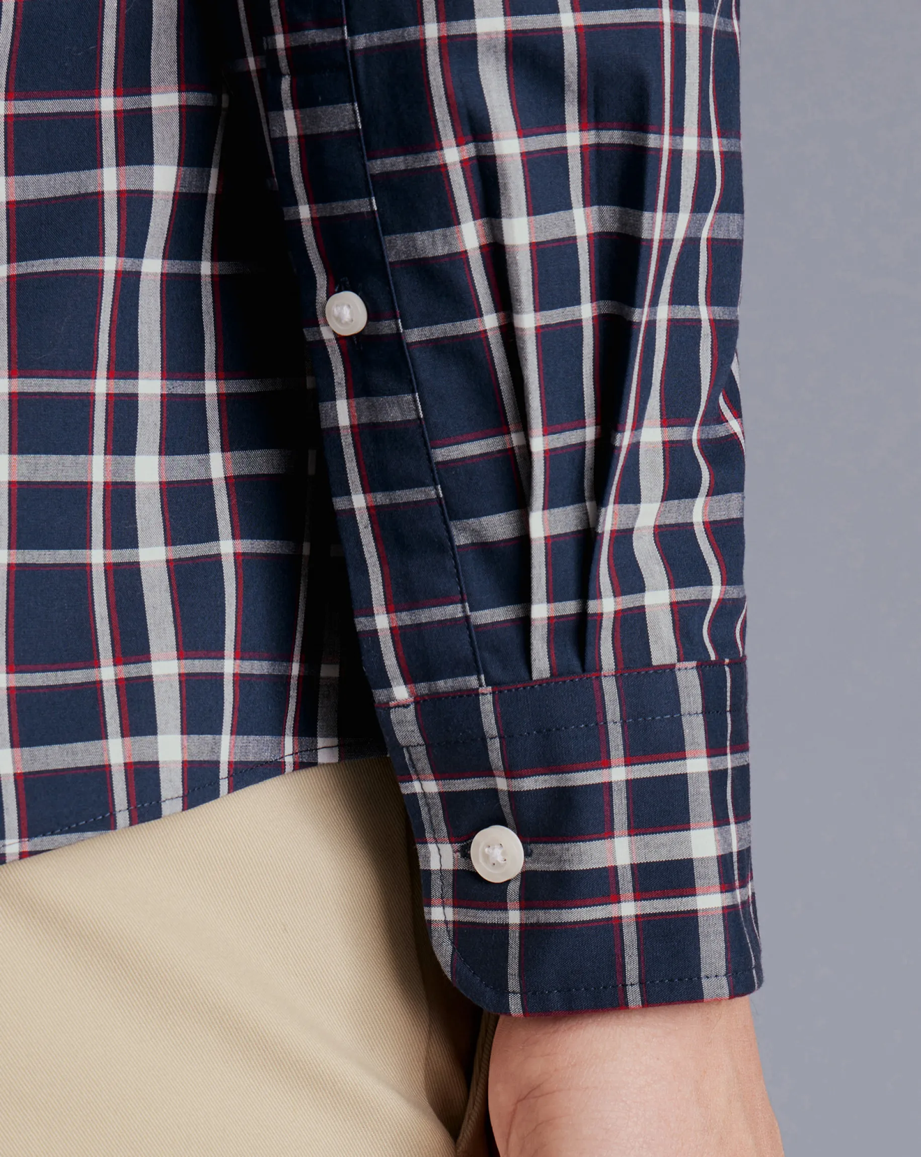 Shirt Sale|Casual Shirts<Charles Tyrwhitt Button-Down Collar Non-Iron Stretch Poplin Check Shirt - Red