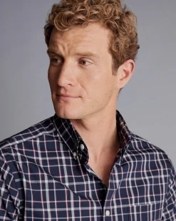 Shirt Sale|Casual Shirts<Charles Tyrwhitt Button-Down Collar Non-Iron Stretch Poplin Check Shirt - Red