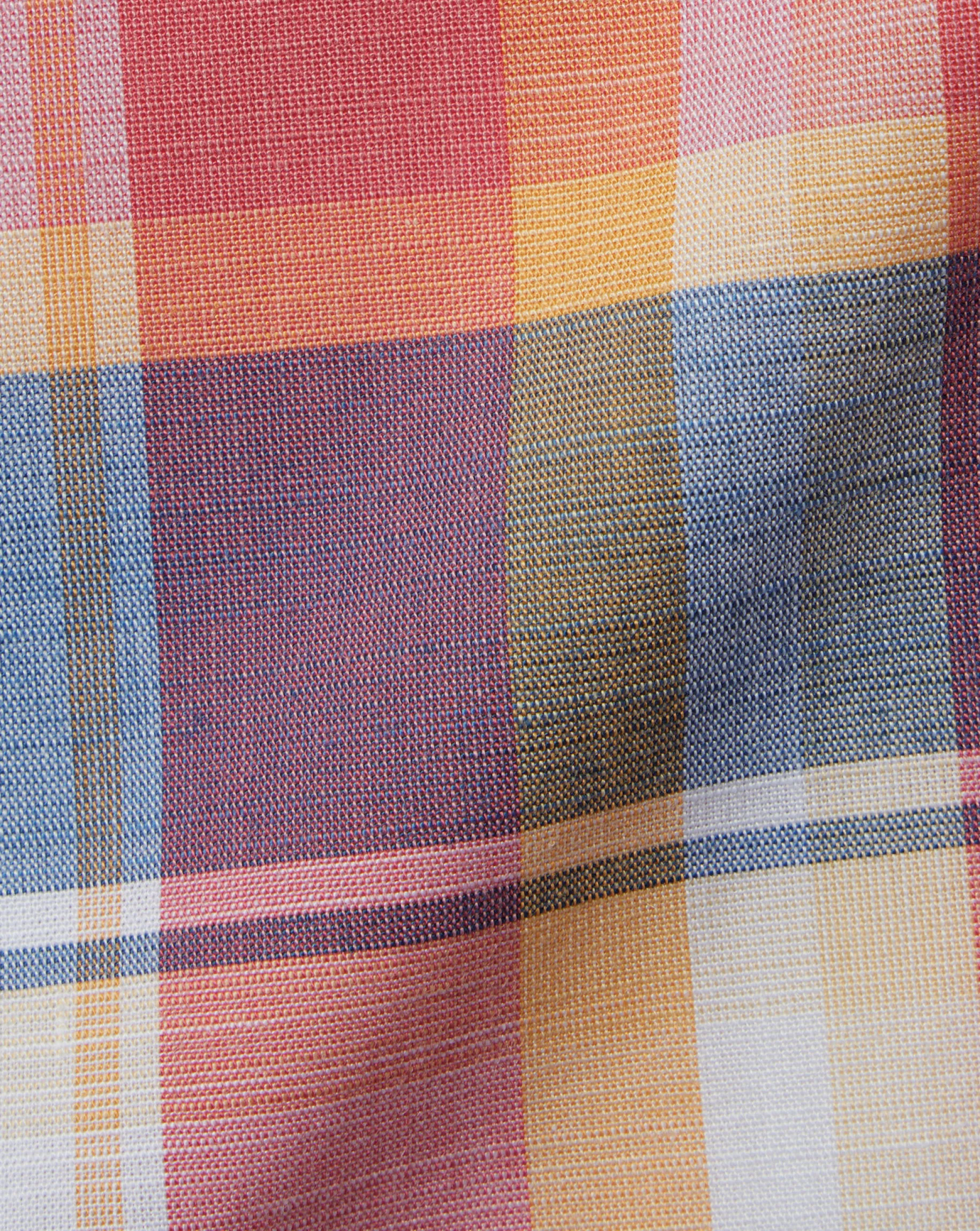 Shirt Sale|Casual Shirts<Charles Tyrwhitt Button-Down Collar Non-Iron Stretch Poplin Slub Multi Check Short Sleeve Shirt - Burnt Orange