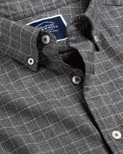 Shirt Sale|Casual Shirts<Charles Tyrwhitt Button-Down Collar Non-Iron Twill Windowpane Check Shirt - Charcoal Grey