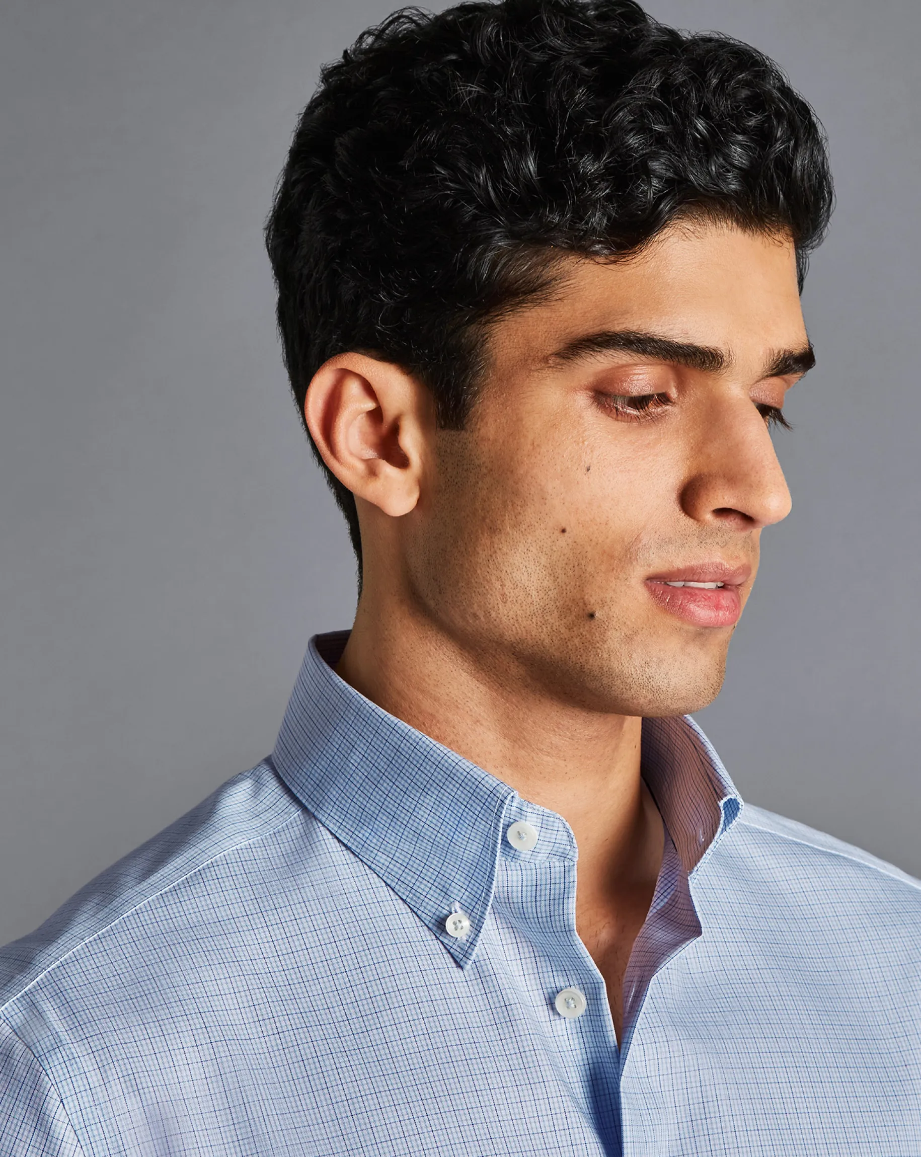 Shirt Sale|Dress Shirts<Charles Tyrwhitt Button-Down Collar Non-Iron Check Shirt - Sky Blue
