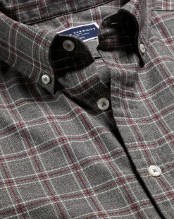 Shirt Sale|Casual Shirts<Charles Tyrwhitt Button-Down Collar Non-Iron Twill Triple Windowpane Shirt - Grey