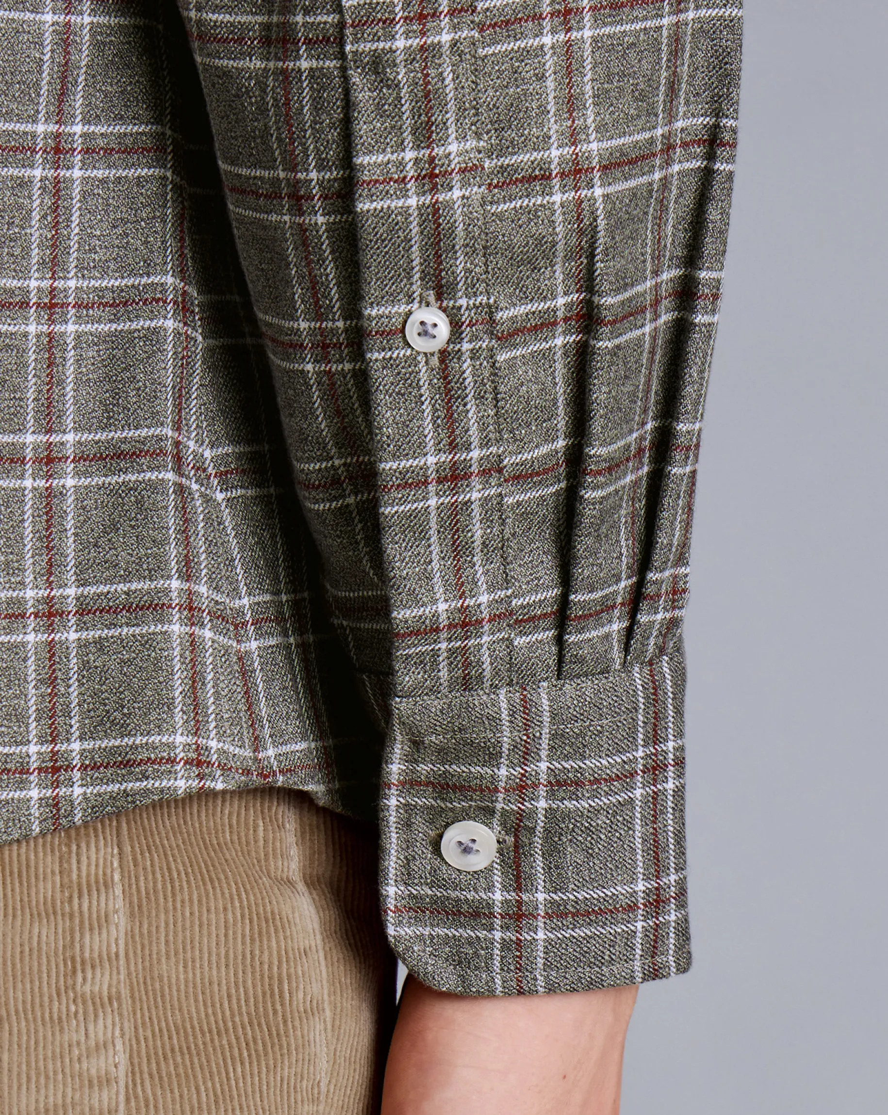 Shirt Sale|Casual Shirts<Charles Tyrwhitt Button-Down Collar Non-Iron Twill Triple Windowpane Shirt - Grey