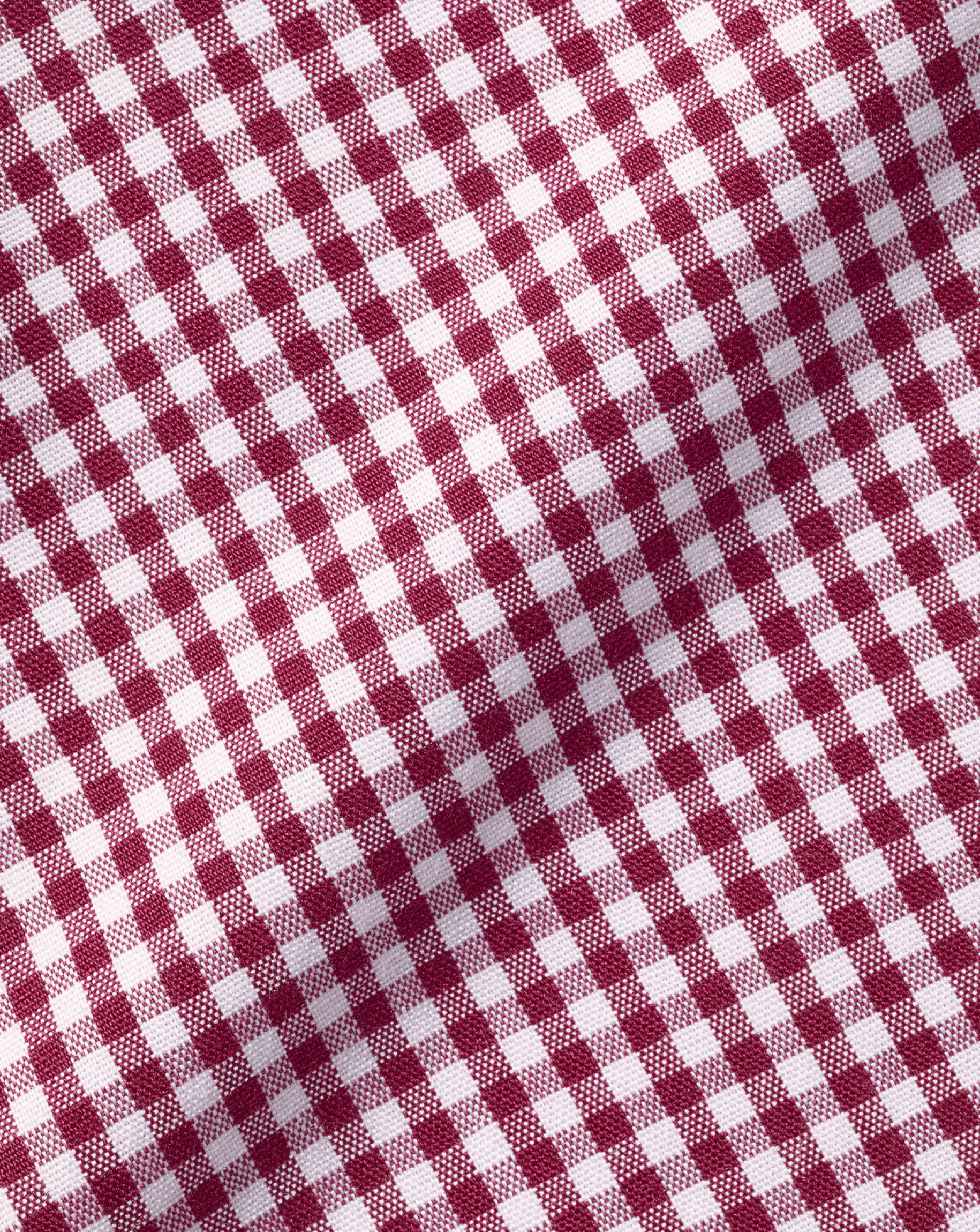 Casual Shirts|S<Charles Tyrwhitt Button-Down Collar Non-Iron Stretch Poplin Mini Gingham Shirt - Pink Raspberry
