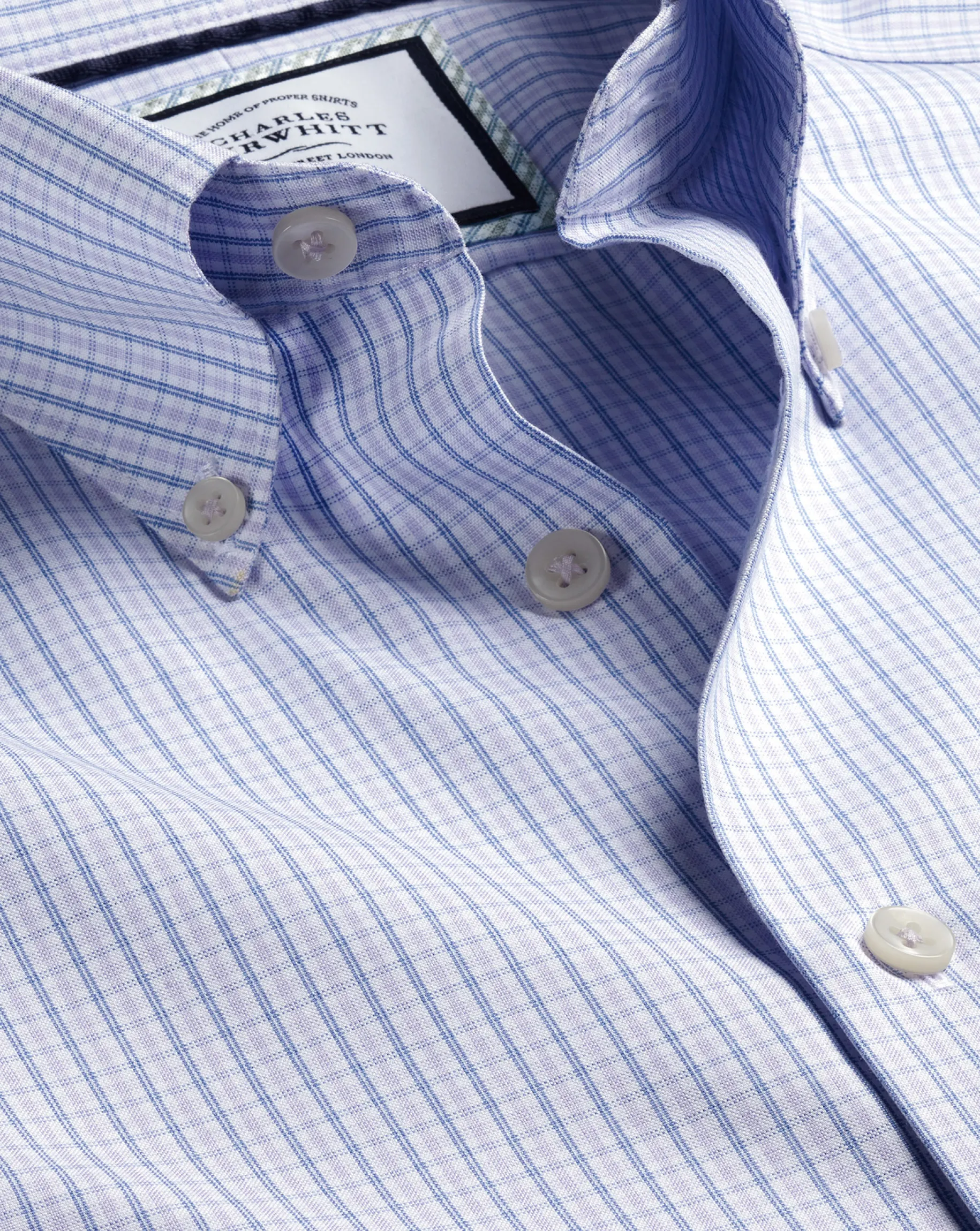 Shirt Sale|Casual Shirts<Charles Tyrwhitt Button-Down Collar Non-Iron Oxford Twin Check Shirt - Purple Lilac