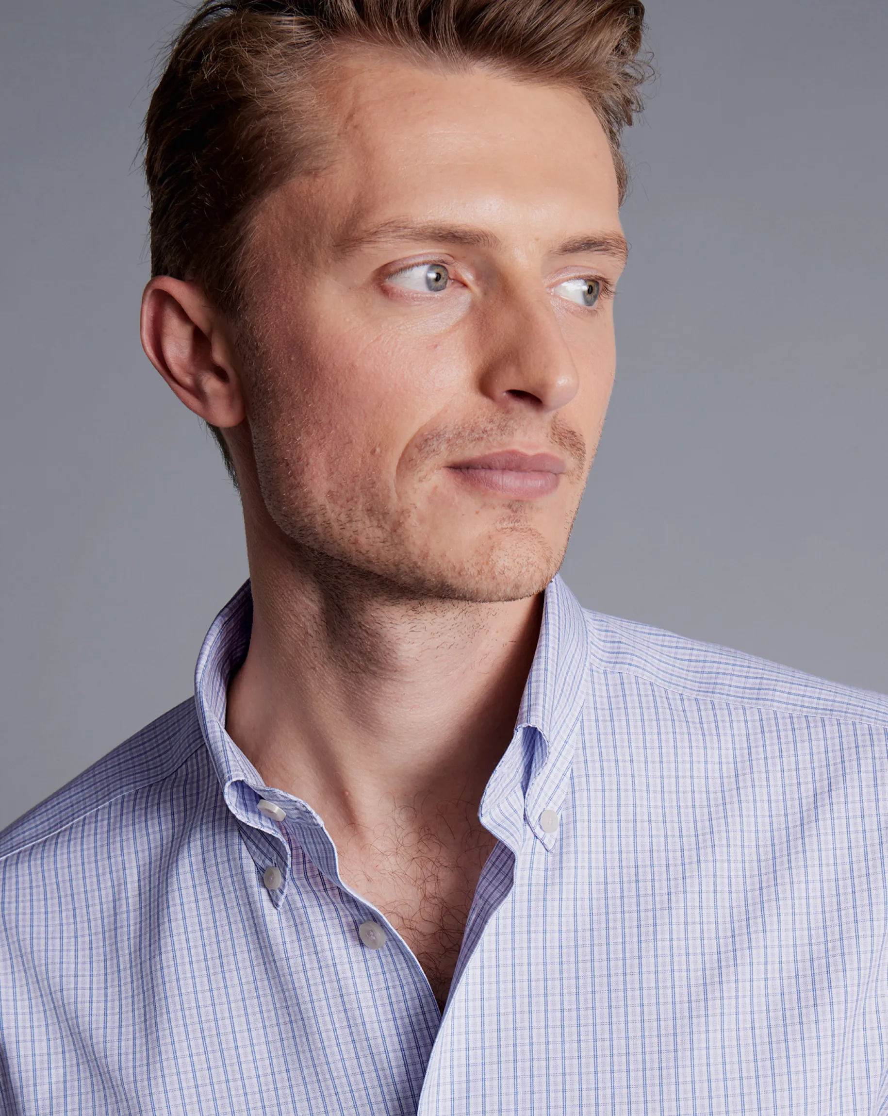 Shirt Sale|Casual Shirts<Charles Tyrwhitt Button-Down Collar Non-Iron Oxford Twin Check Shirt - Purple Lilac