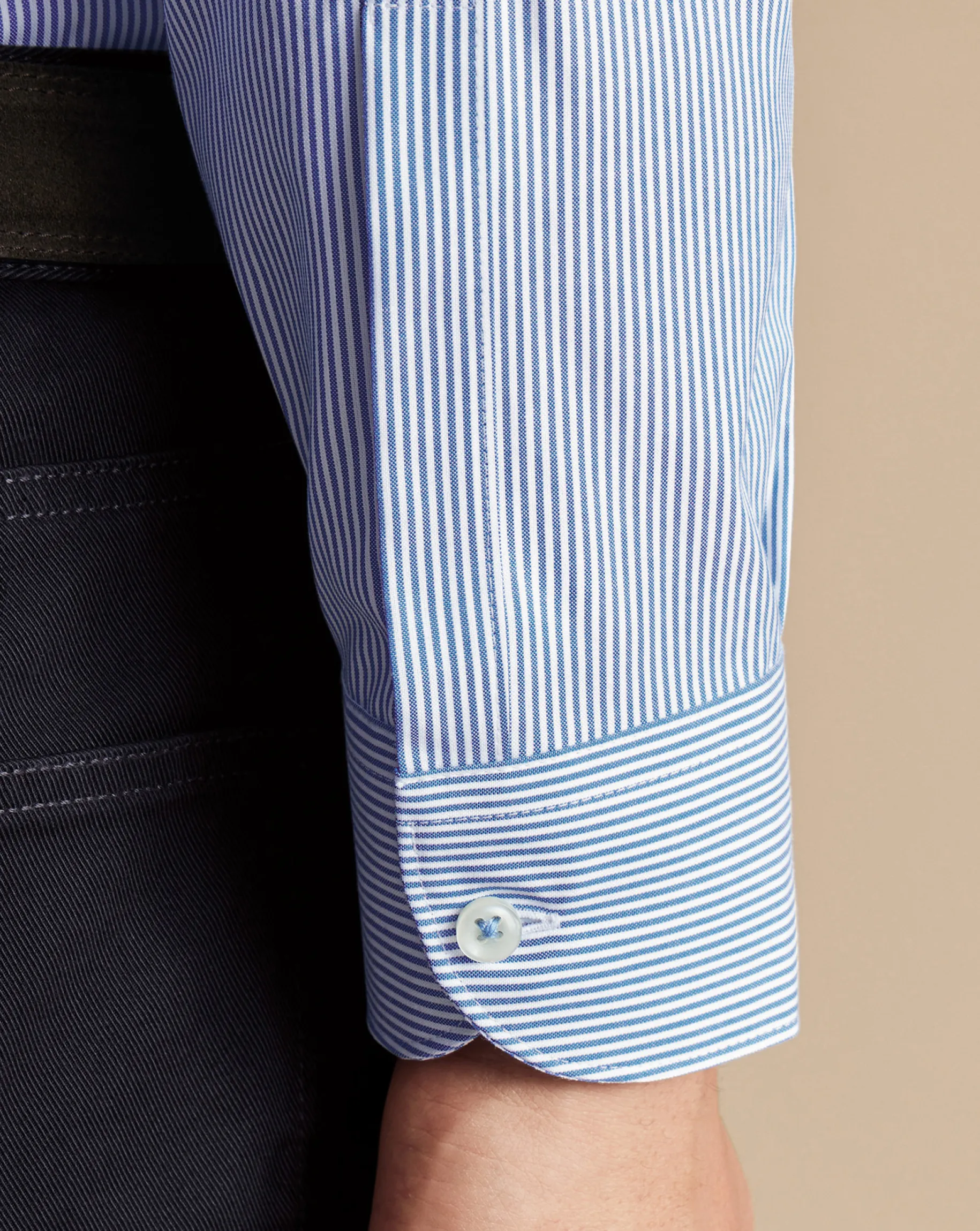 Stripe Shirts|Business Casual Shirts<Charles Tyrwhitt Button-Down Collar Non-Iron Stripe Shirt - Cobalt Blue