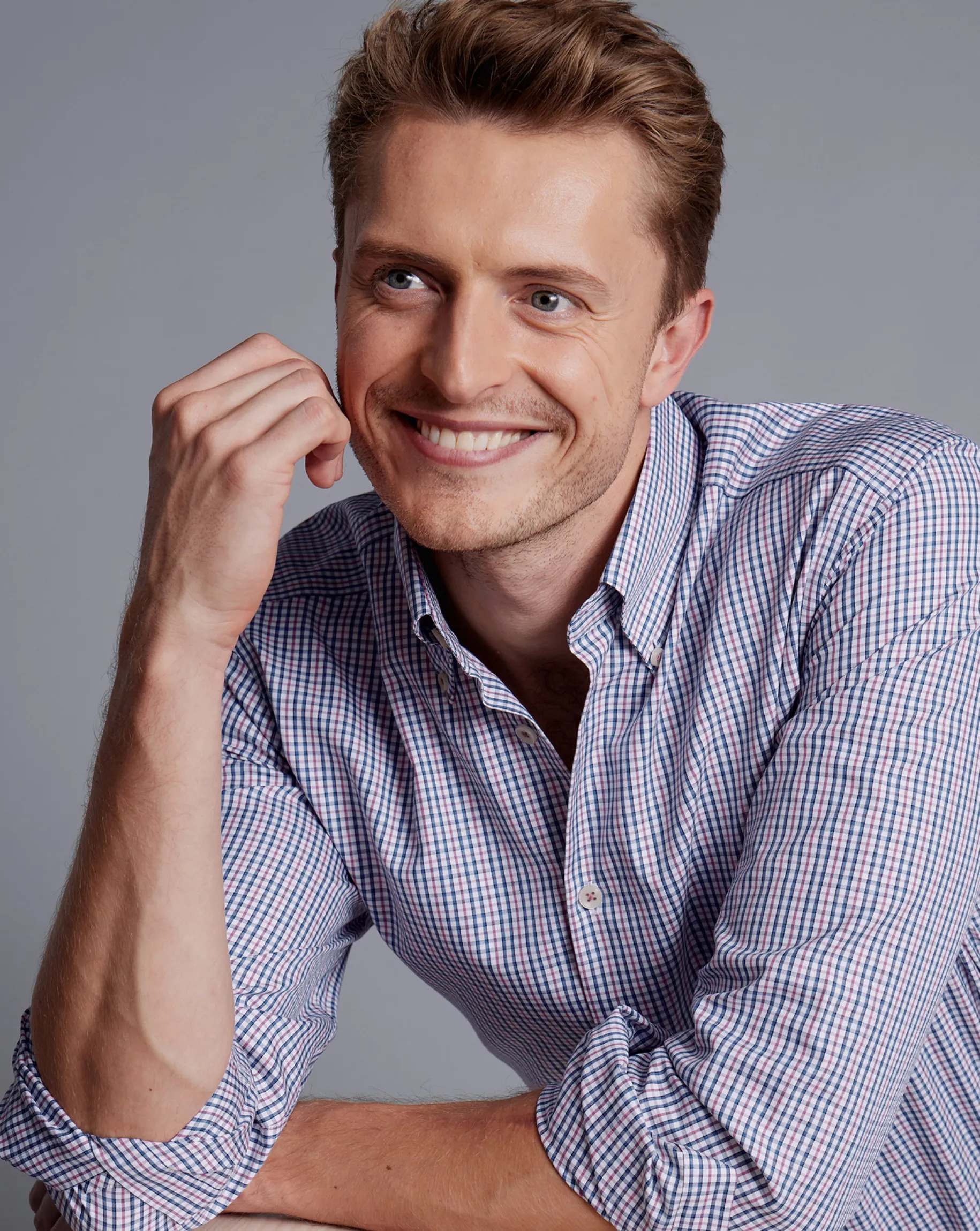 Shirt Sale|Casual Shirts<Charles Tyrwhitt Button-Down Collar Non-Iron Oxford Multi Check Shirt - Dark Pink