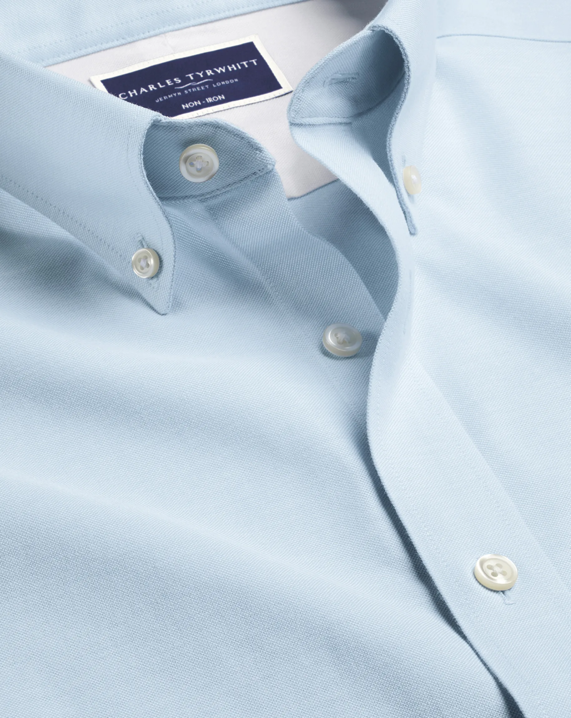 Business Casual Shirts|Casual Shirts<Charles Tyrwhitt Button-Down Collar Non-Iron Stretch Oxford Shirt - Blue Sky