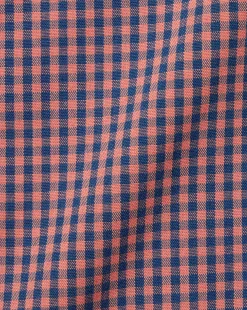 Business Casual Shirts|Casual Shirts<Charles Tyrwhitt Button-Down Collar Non-Iron Stretch Poplin Mini Gingham Shirt - Light Coral Pink
