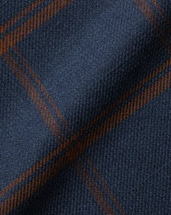 Casual Shirts|Check Shirts<Charles Tyrwhitt Button-Down Collar Non-Iron Twill Windowpane Check Shirt - Rust & Navy Rust & Navy