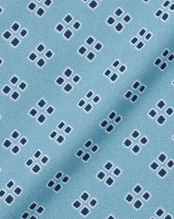 Shirt Sale|Casual Shirts<Charles Tyrwhitt Button-Down Collar Non-Iron Stretch Poplin Diamond Print Short Sleeve Shirt - Green Aqua
