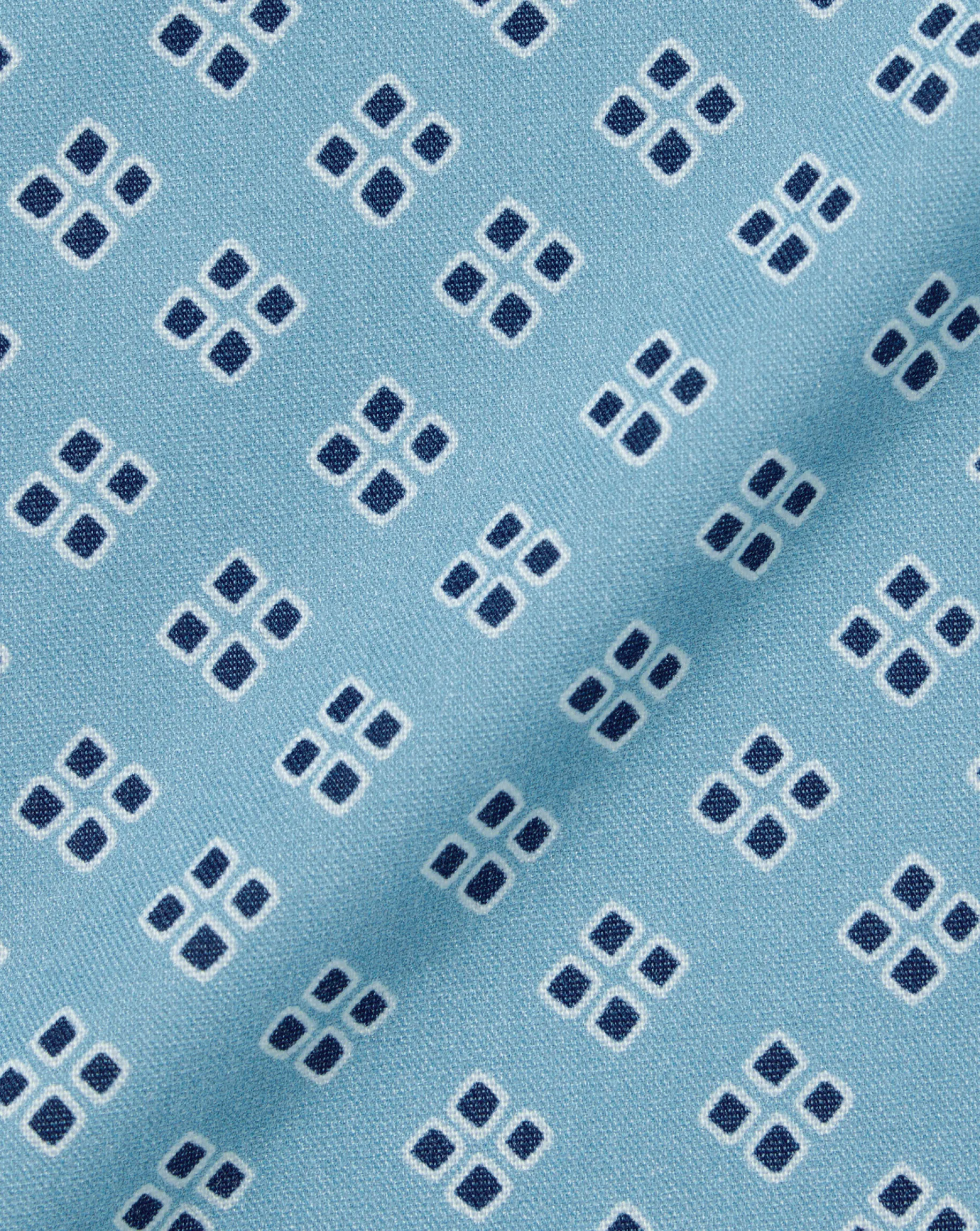Shirt Sale|Casual Shirts<Charles Tyrwhitt Button-Down Collar Non-Iron Stretch Poplin Diamond Print Short Sleeve Shirt - Green Aqua