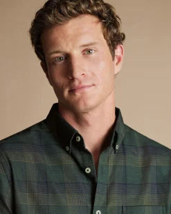 Casual Shirts|Check Shirts<Charles Tyrwhitt Button-Down Collar Non-Iron Twill Multi Check Shirt - Sage Green
