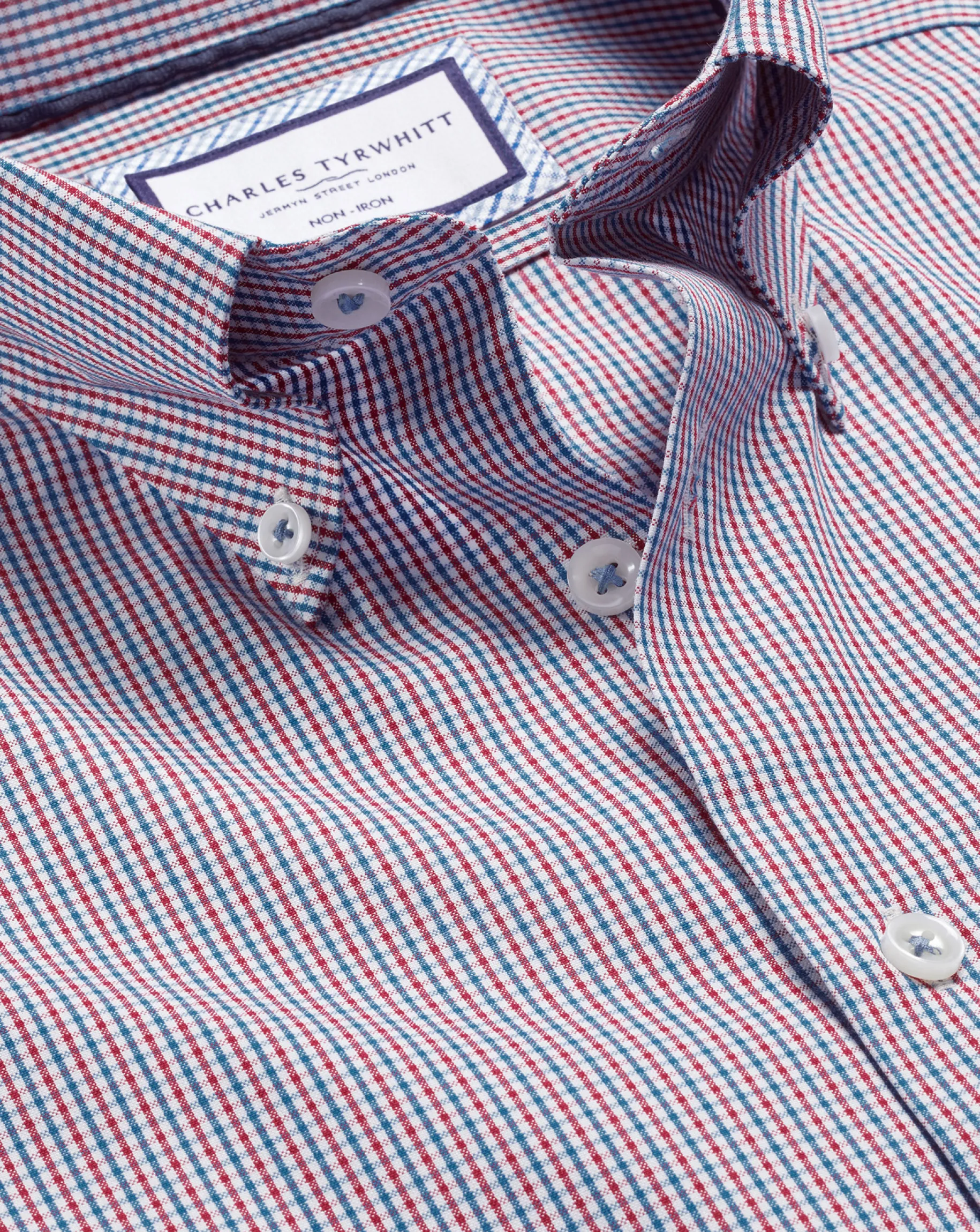 Shirt Sale|Dress Shirts<Charles Tyrwhitt Button-Down Collar Non-Iron Gingham Check Shirt - Red