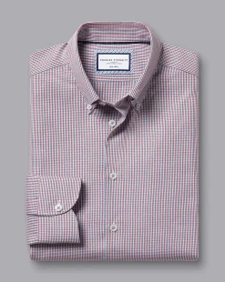 Shirt Sale|Dress Shirts<Charles Tyrwhitt Button-Down Collar Non-Iron Gingham Check Shirt - Red