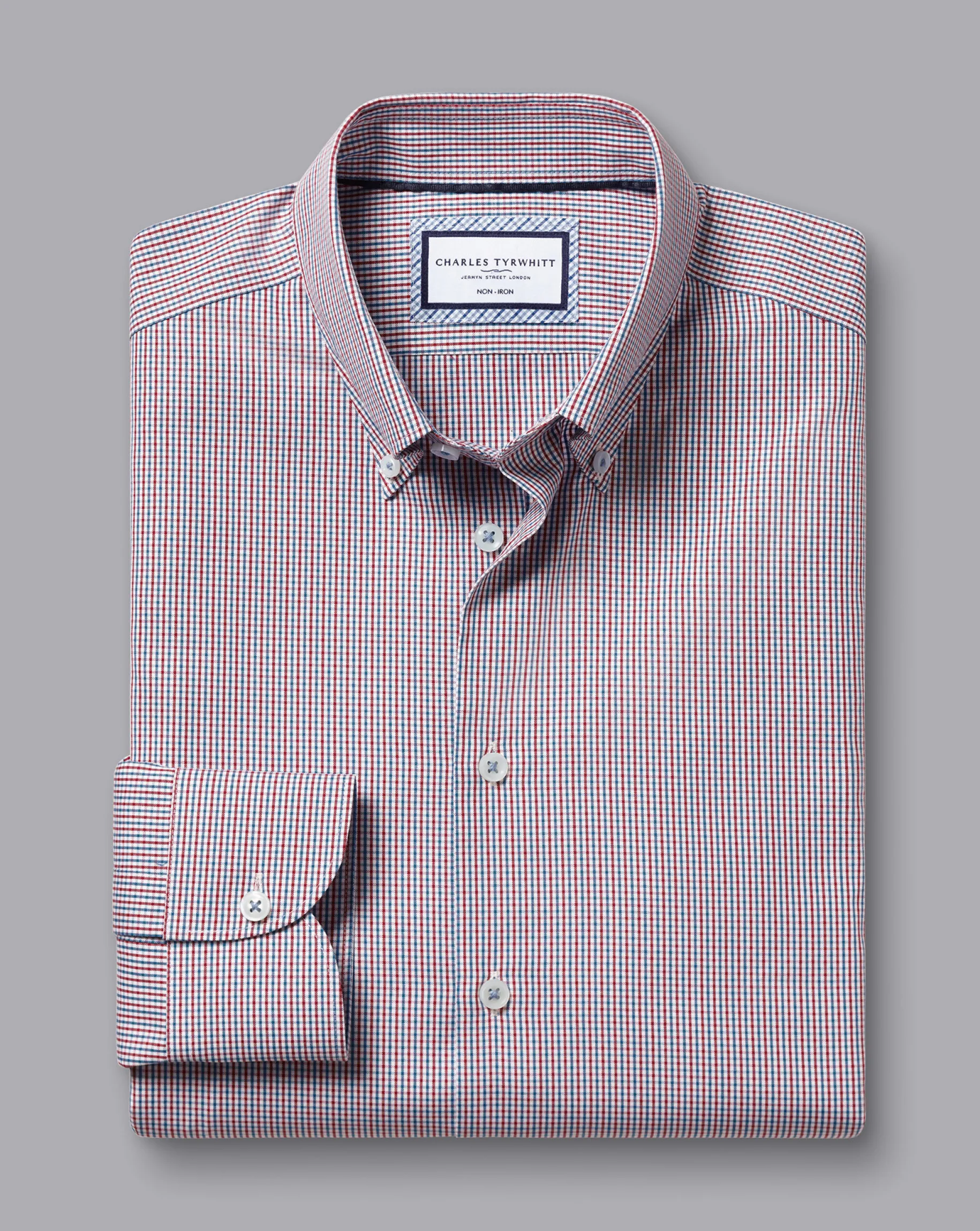 Shirt Sale|Dress Shirts<Charles Tyrwhitt Button-Down Collar Non-Iron Gingham Check Shirt - Red