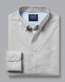 Dress Shirts|S<Charles Tyrwhitt Button-Down Collar Non-Iron Stretch Oxford Shirt - Grey Silver
