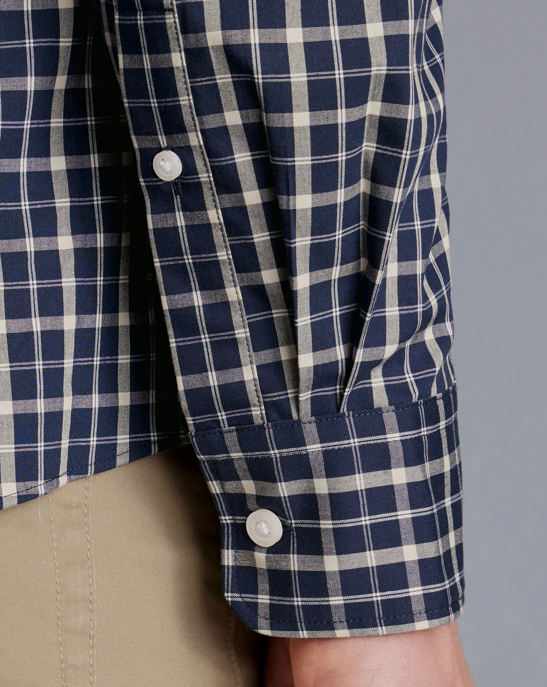 Shirt Sale|Casual Shirts<Charles Tyrwhitt Button-Down Collar Non-Iron Stretch Poplin Check Shirt - Navy