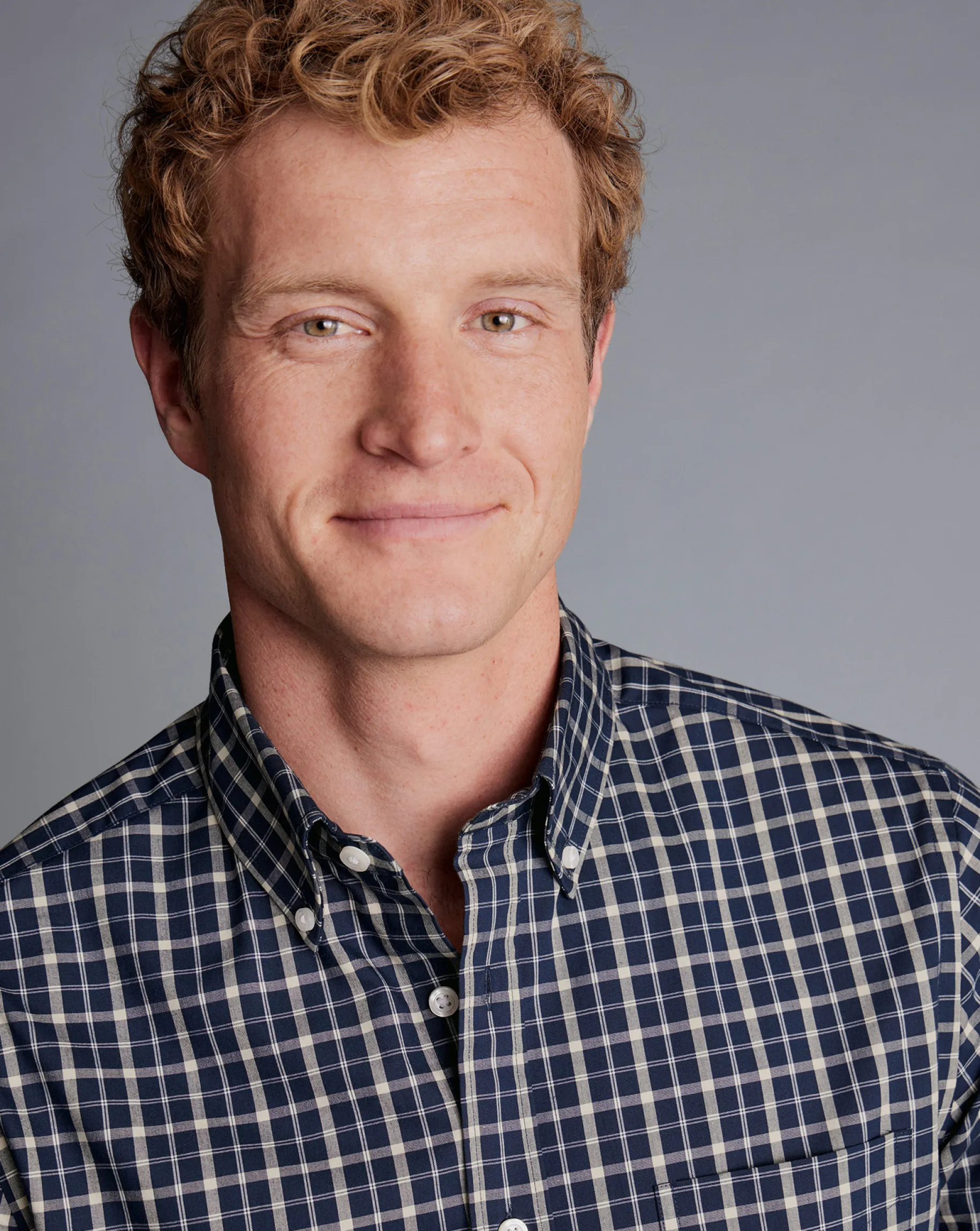 Shirt Sale|Casual Shirts<Charles Tyrwhitt Button-Down Collar Non-Iron Stretch Poplin Check Shirt - Navy