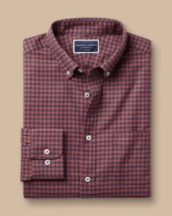 Casual Shirts|Check Shirts<Charles Tyrwhitt Button-Down Collar Non-Iron Twill Gingham Shirt - Salmon Pink