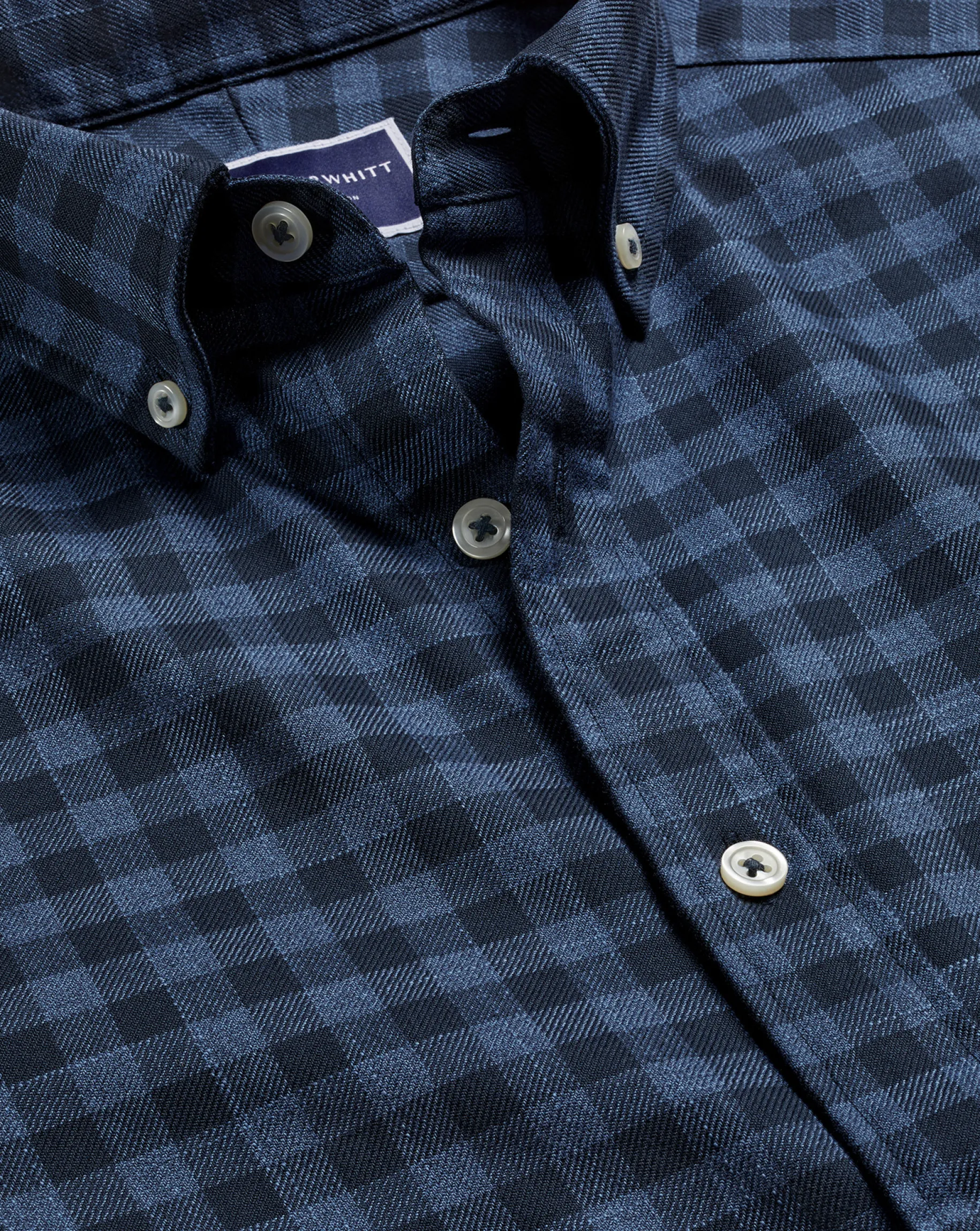 Shirt Sale|Casual Shirts<Charles Tyrwhitt Button-Down Collar Non-Iron Twill Gingham Shirt - Blue Indigo