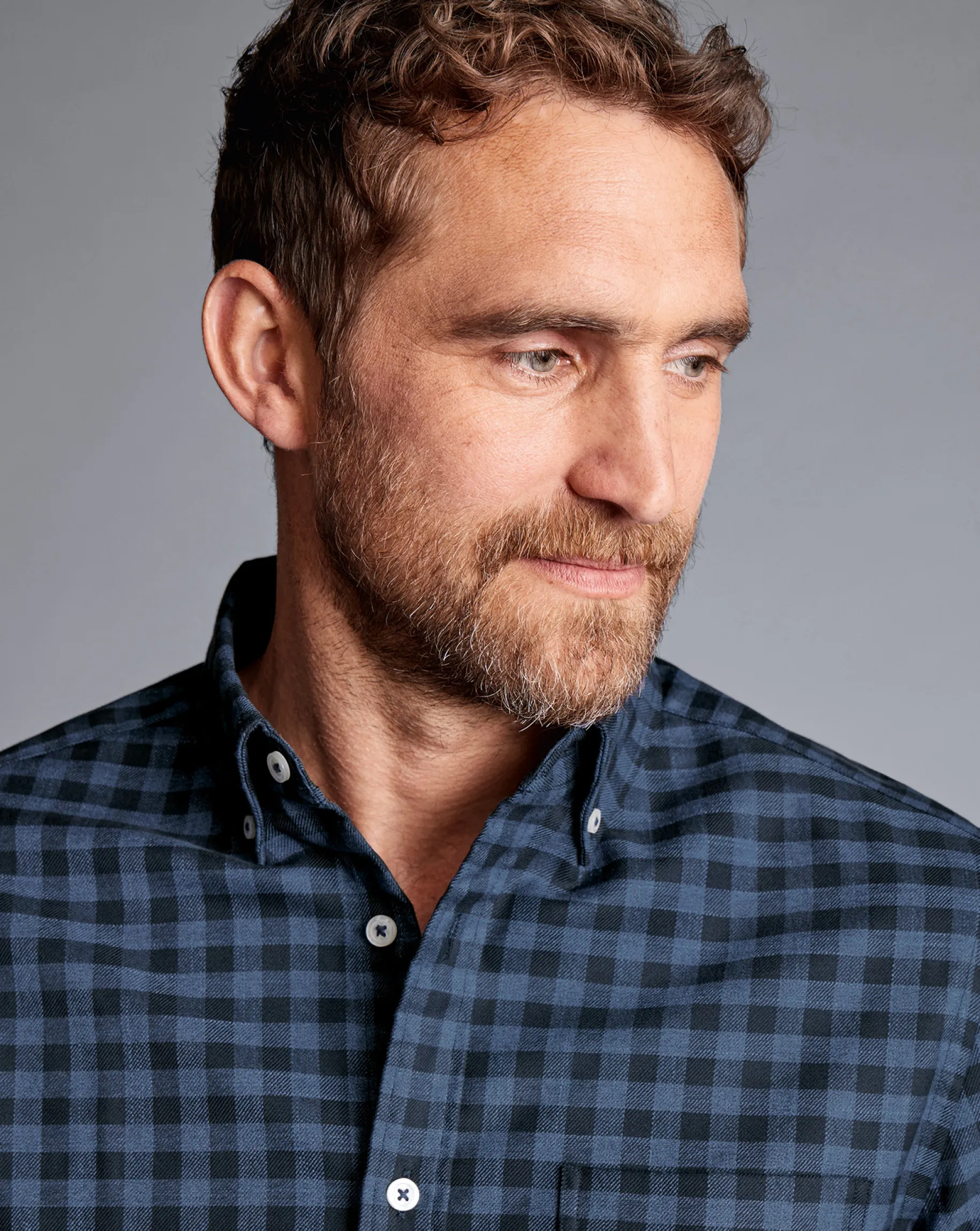 Shirt Sale|Casual Shirts<Charles Tyrwhitt Button-Down Collar Non-Iron Twill Gingham Shirt - Blue Indigo