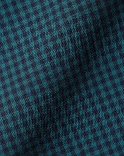 Shirt Sale|Casual Shirts<Charles Tyrwhitt Button-Down Collar Non-Iron Stretch Poplin Mini Gingham Check Shirt - Teal Green