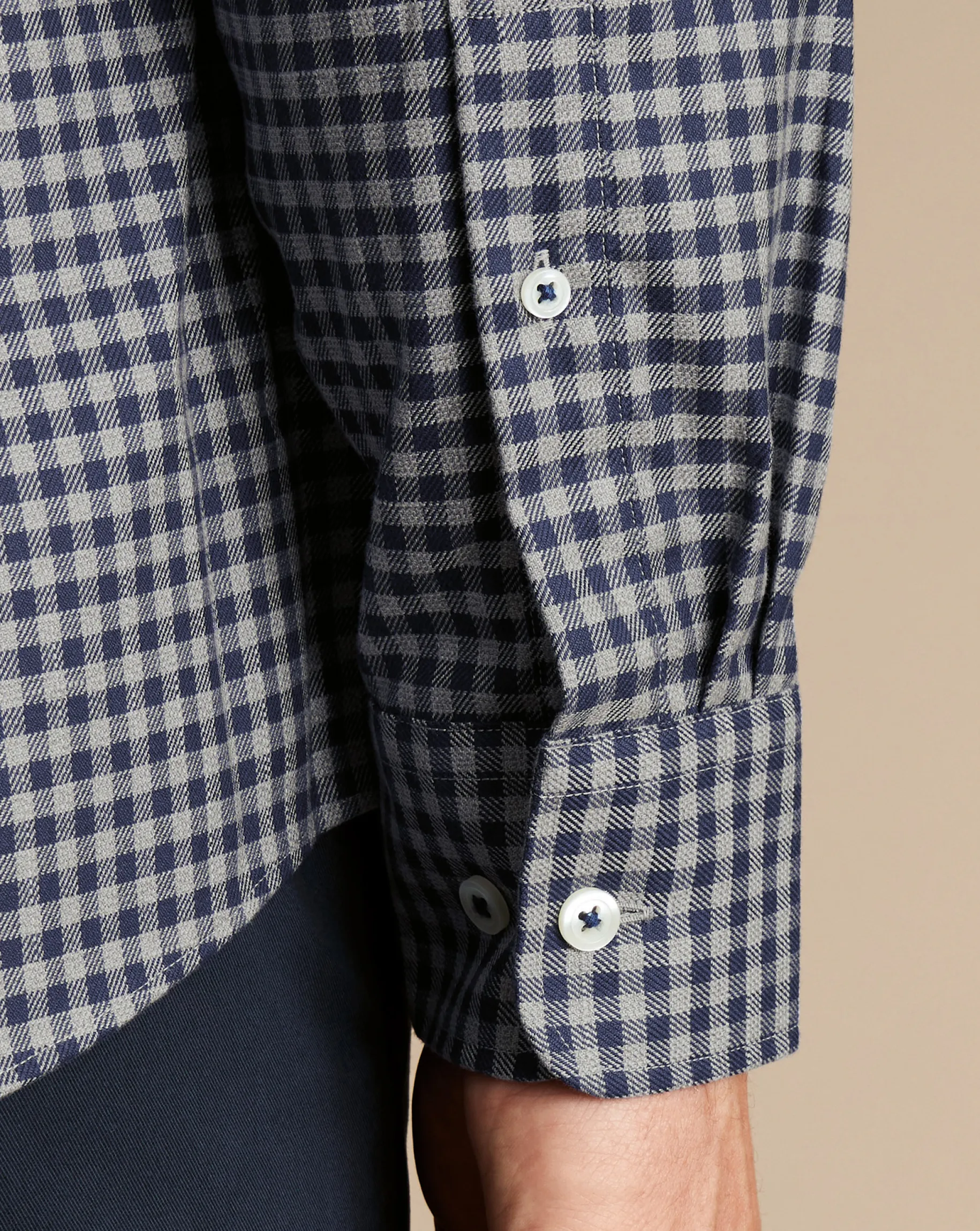 Casual Shirts|Check Shirts<Charles Tyrwhitt Button-Down Collar Non-Iron Twill Gingham Shirt - Grey