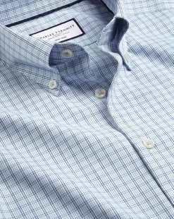 Business Casual Shirts|Dress Shirts<Charles Tyrwhitt Button-Down Collar Non-Iron Check Oxford Shirt - Mid Blue