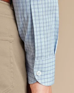 Business Casual Shirts|Dress Shirts<Charles Tyrwhitt Button-Down Collar Non-Iron Check Oxford Shirt - Mid Blue