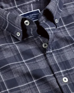 Shirt Sale|Casual Shirts<Charles Tyrwhitt Button-Down Collar Non-Iron Twill Windowpane Shirt - Heather Blue