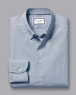 Shirt Sale|Dress Shirts<Charles Tyrwhitt Button-Down Collar Non-Iron Gingham Check Shirt - Blue Royal