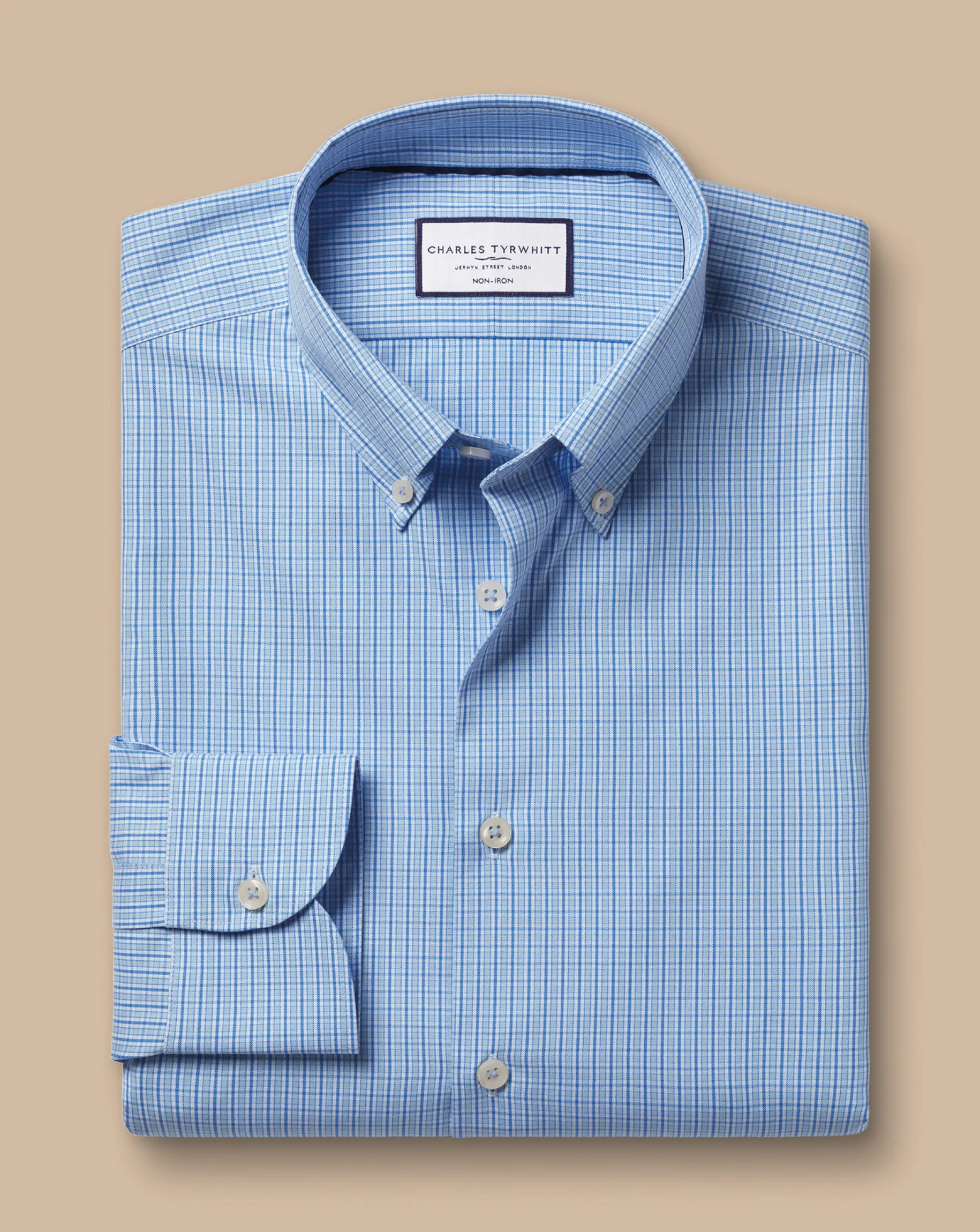 Business Casual Shirts|Dress Shirts<Charles Tyrwhitt Button-Down Collar Non-Iron Check Oxford Shirt - Cornflower Blue