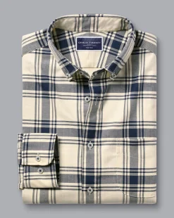 Shirt Sale|Seasonal Looks<Charles Tyrwhitt Button-Down Collar Non-Iron Twill Large Check Shirt - Cream