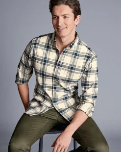 Shirt Sale|Seasonal Looks<Charles Tyrwhitt Button-Down Collar Non-Iron Twill Large Check Shirt - Cream