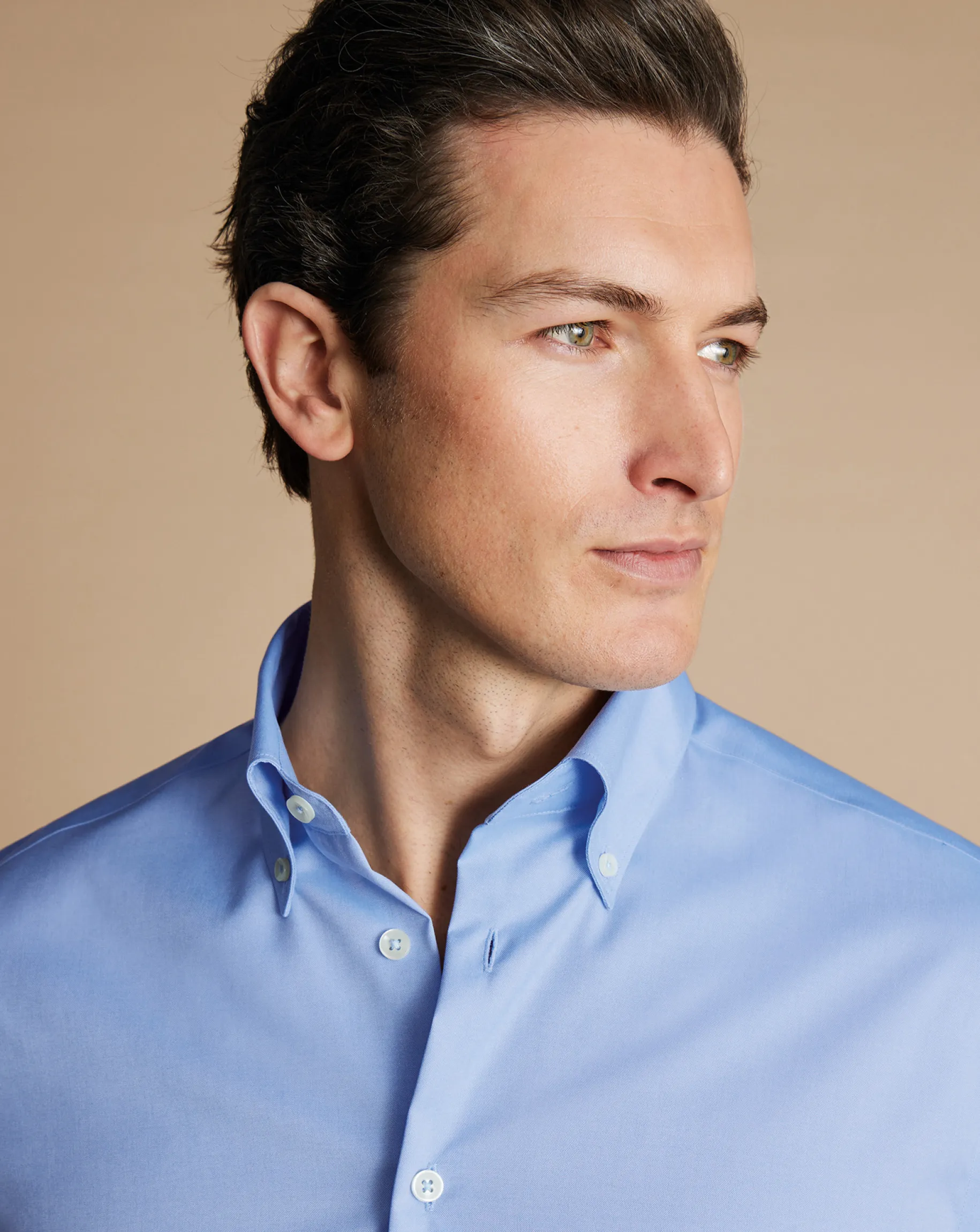Business Casual Shirts|Dress Shirts<Charles Tyrwhitt Button-Down Collar Non-Iron Shirt - Blue Sky