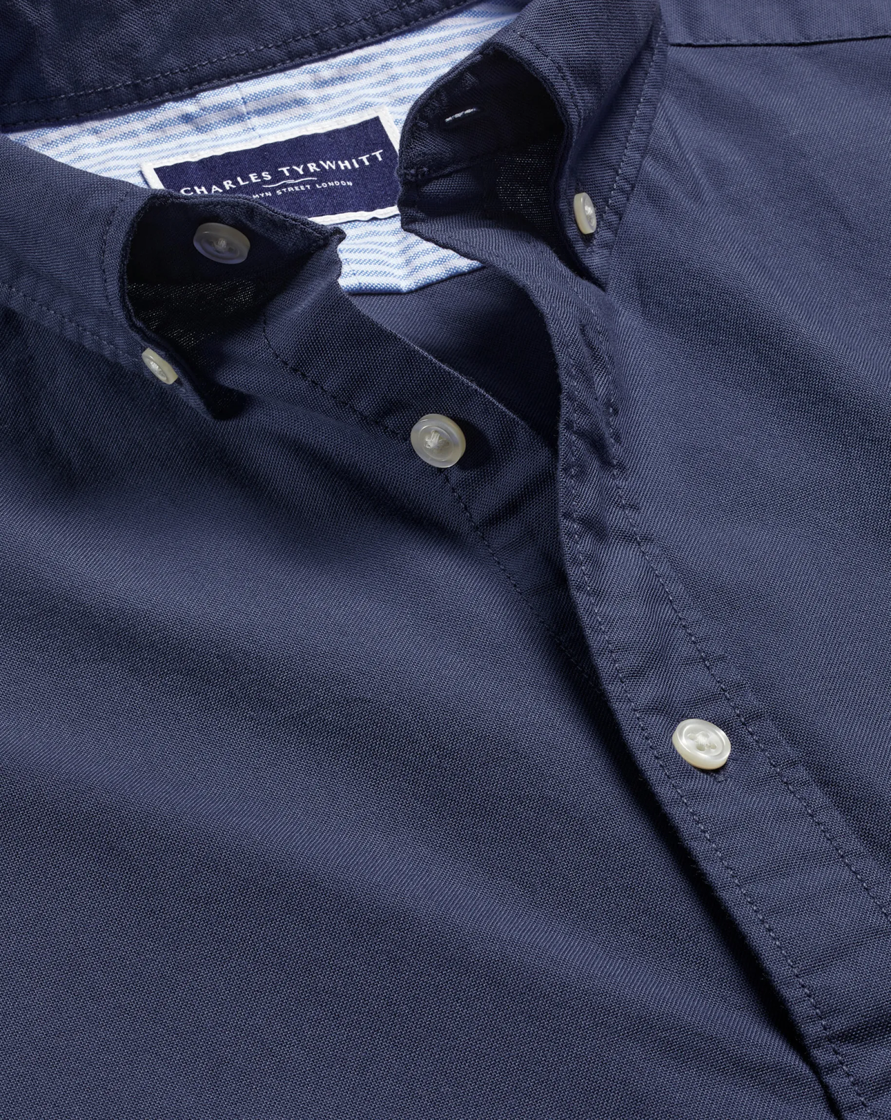 Casual Shirts|Blue Shirts<Charles Tyrwhitt Button-Down Collar Washed Oxford Plain Shirt - Heather Blue