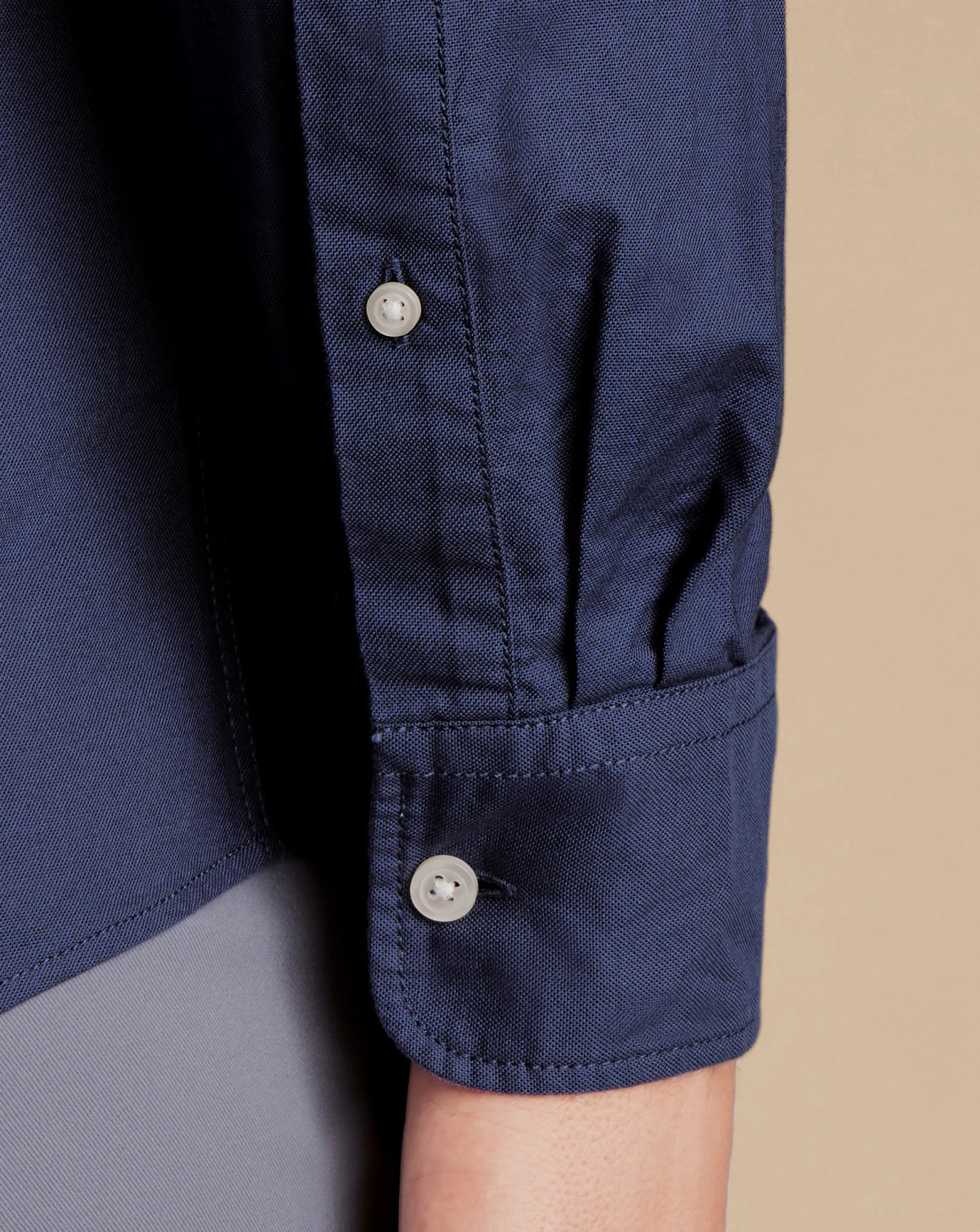 Casual Shirts|Blue Shirts<Charles Tyrwhitt Button-Down Collar Washed Oxford Plain Shirt - Heather Blue