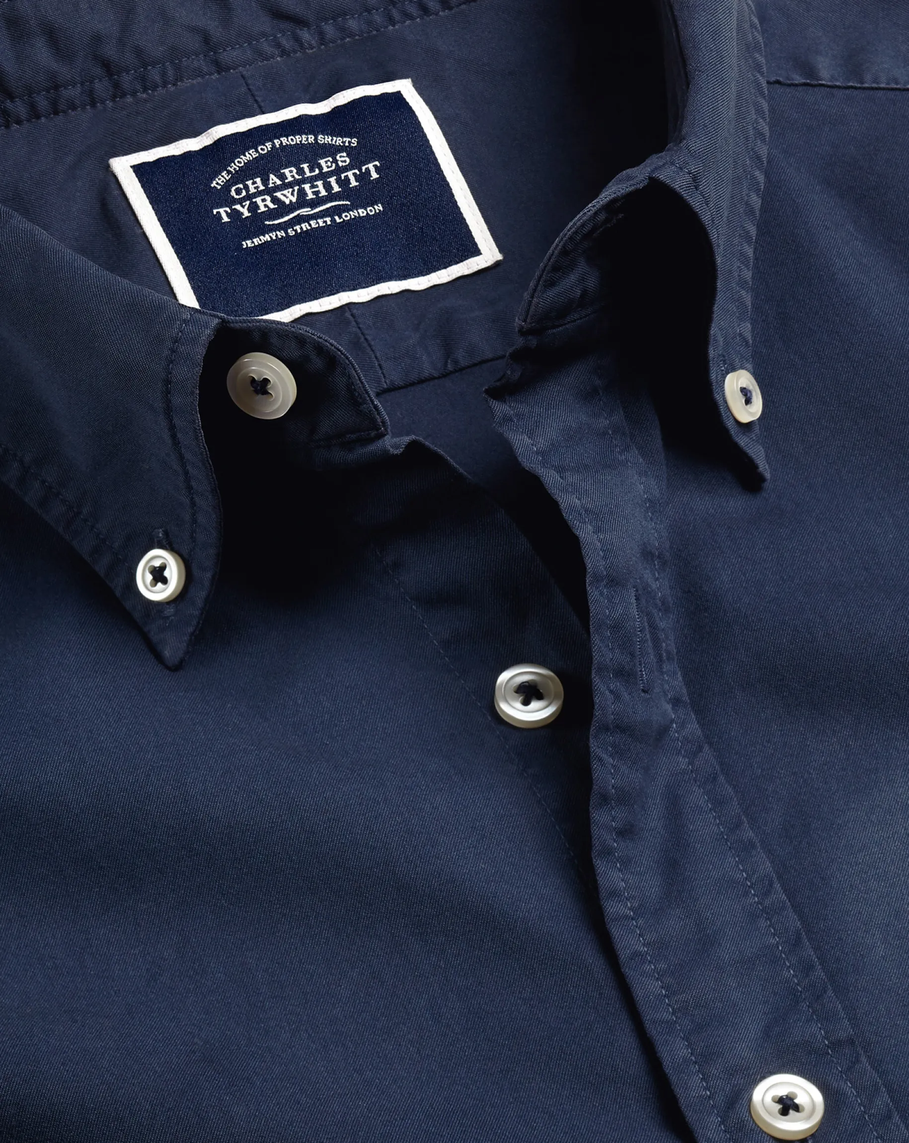 Shirt Sale|Casual Shirts<Charles Tyrwhitt Button-Down Collar Washed Fine Twill Shirt - Navy