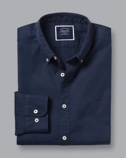 Shirt Sale|Casual Shirts<Charles Tyrwhitt Button-Down Collar Washed Fine Twill Shirt - Navy