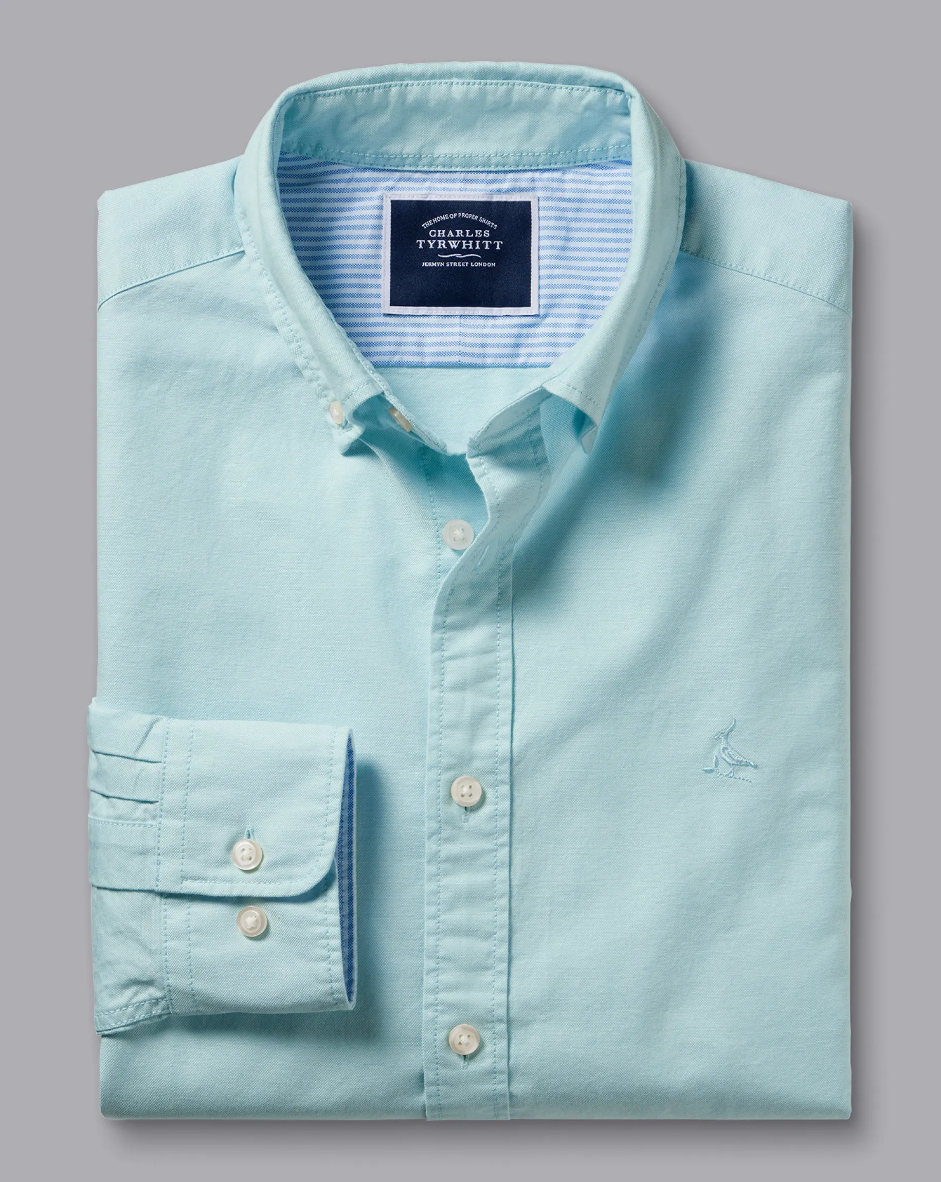 Shirt Sale|Casual Shirts<Charles Tyrwhitt Button-Down Collar Washed Oxford Shirt - Green Aqua