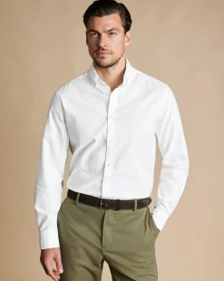 Casual Shirts|White Shirts<Charles Tyrwhitt Button-Down Collar Washed Oxford Shirt - White